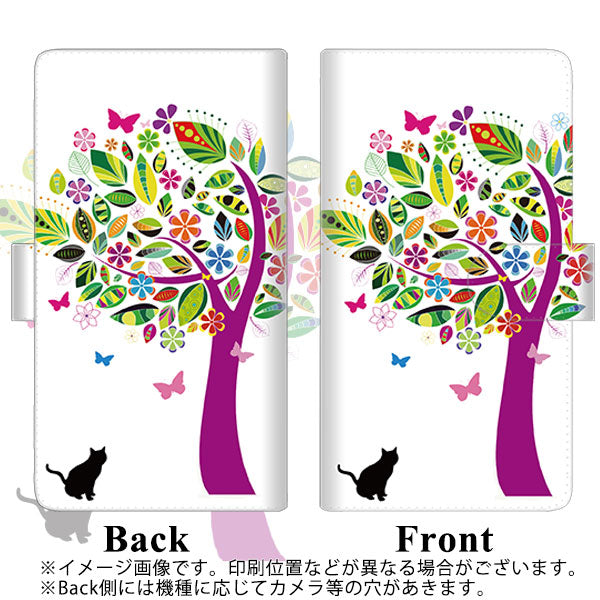 らくらくスマートフォン F-42A docomo 高画質仕上げ プリント手帳型ケース(通常型)【EK907 花とネコ】