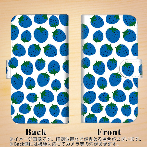 iPhone 6 Plus SC810 小さいイチゴ模様 ブルー 通常型 プリント手帳型ケース