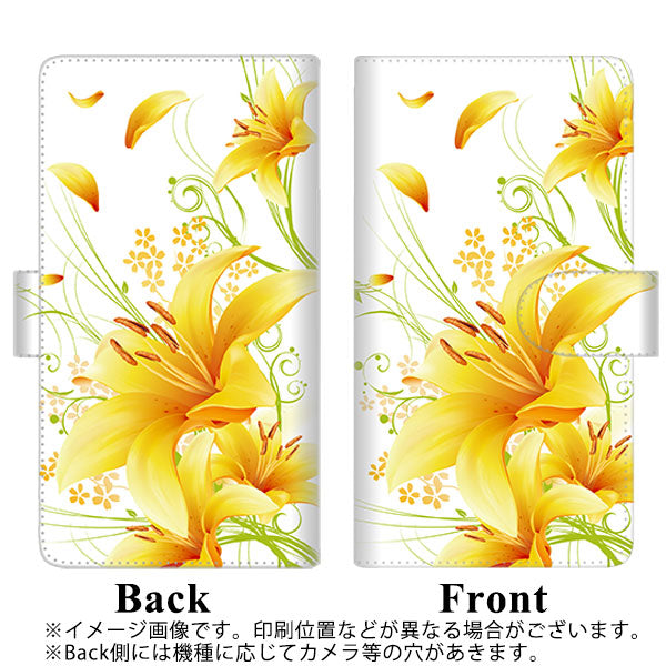 iPhone12 mini 高画質仕上げ プリント手帳型ケース(通常型)【SC852 ユリ（イエロー）】