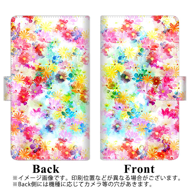 au エクスペリア8 SOV42 高画質仕上げ プリント手帳型ケース(通常型)【SC876 リバティプリント プレスドフラワー（ホワイト）】