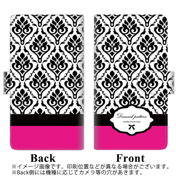 docomo ギャラクシー S9+ SC-03K 高画質仕上げ プリント手帳型ケース(通常型)【SC908 ダマスク柄 バイカラー（ピンク）】