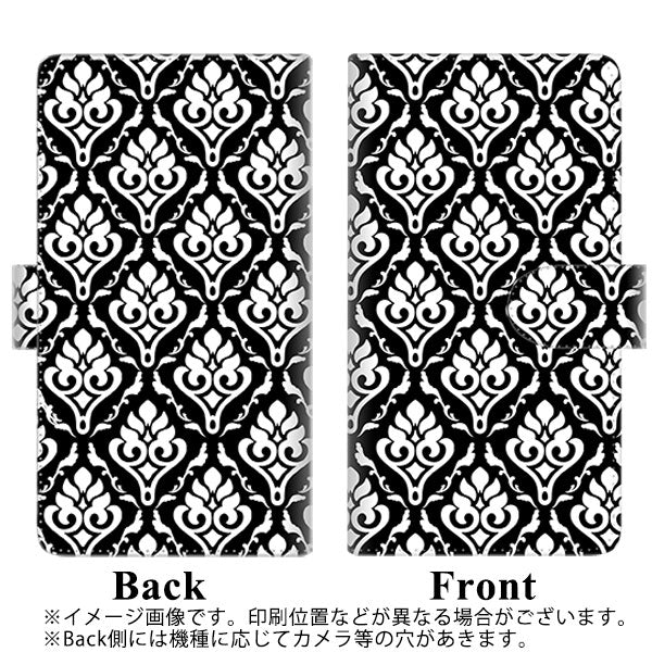 docomo アローズ ビー F-04K 高画質仕上げ プリント手帳型ケース(通常型)【SC911 ダマスク柄 モノトーン】