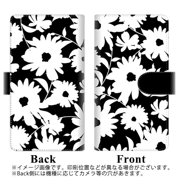 SoftBank アクオスR 605SH 高画質仕上げ プリント手帳型ケース(通常型)【SC915 花柄モノトーン 04】
