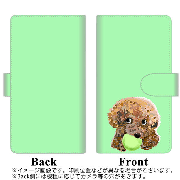 SIMフリー OPPO Reno3 A 高画質仕上げ プリント手帳型ケース(通常型)【YJ055 トイプードル＆ボール（グリーン）】