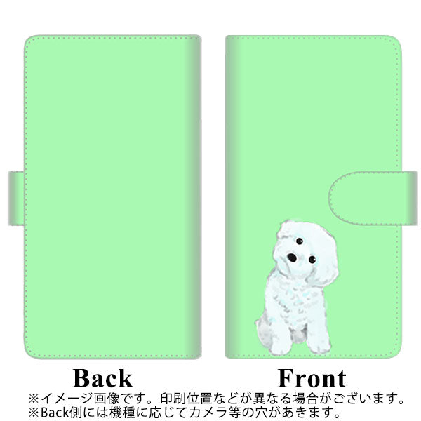 SIMフリー OPPO Reno3 A 高画質仕上げ プリント手帳型ケース(通常型)【YJ071 トイプードルホワイト（グリーン）】