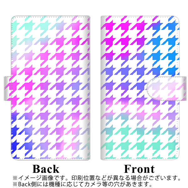 SIMフリー OPPO Reno3 A 高画質仕上げ プリント手帳型ケース(通常型)【YJ235 千鳥格子（グラデーション）】