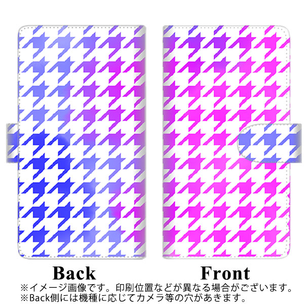iPhone12 mini 高画質仕上げ プリント手帳型ケース(通常型)【YJ236 千鳥格子（ピンクブルー）】