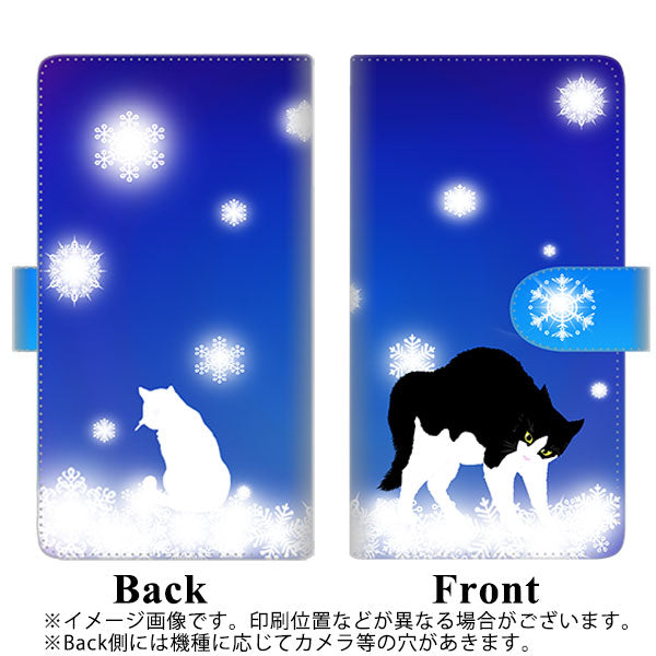 docomo アクオスゼロ2 SH-01M 高画質仕上げ プリント手帳型ケース(通常型)【YJ335 雪の結晶　はちわれ】
