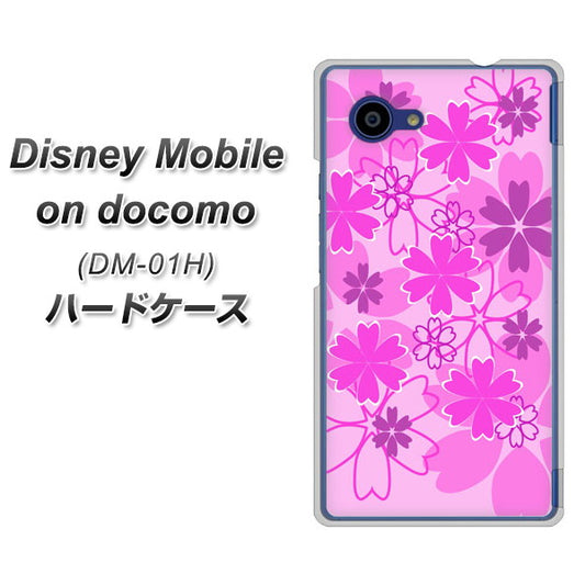 Disney Mobile on docomo DM-01H VA961 重なり合う花 ピンク ハードケース 背面印刷