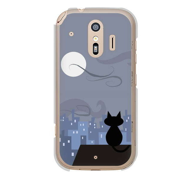 らくらくスマートフォン me F-01L docomo 夜とネコ ハードケース 背面印刷
