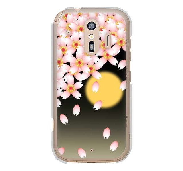 らくらくスマートフォン me F-01L docomo 136 満月と夜桜 ハードケース 背面印刷