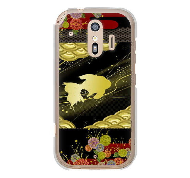 らくらくスマートフォン me F-01L docomo 174 天の川の金魚 ハードケース 背面印刷