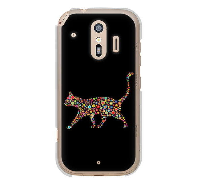 らくらくスマートフォン me F-01L docomo 406 カラフルキャット ハードケース 背面印刷