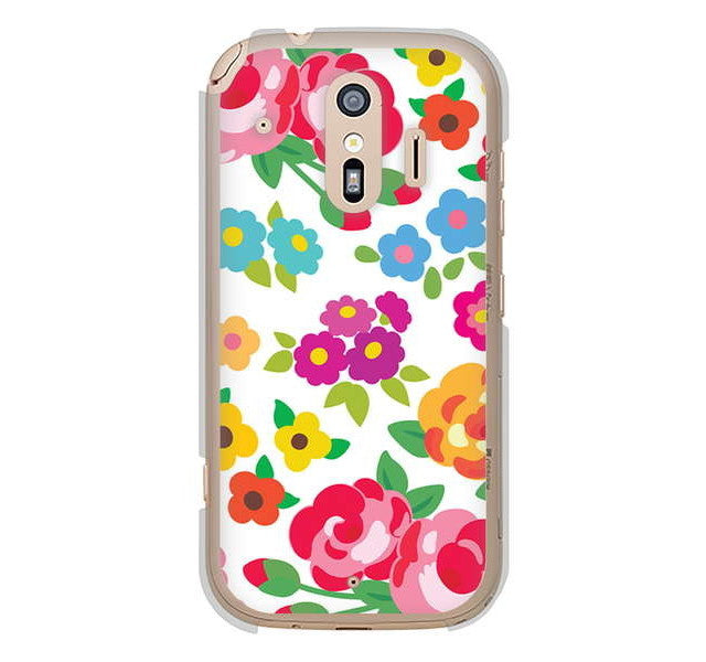 らくらくスマートフォン me F-01L docomo 776 5月のフラワーガーデン ハードケース 背面印刷