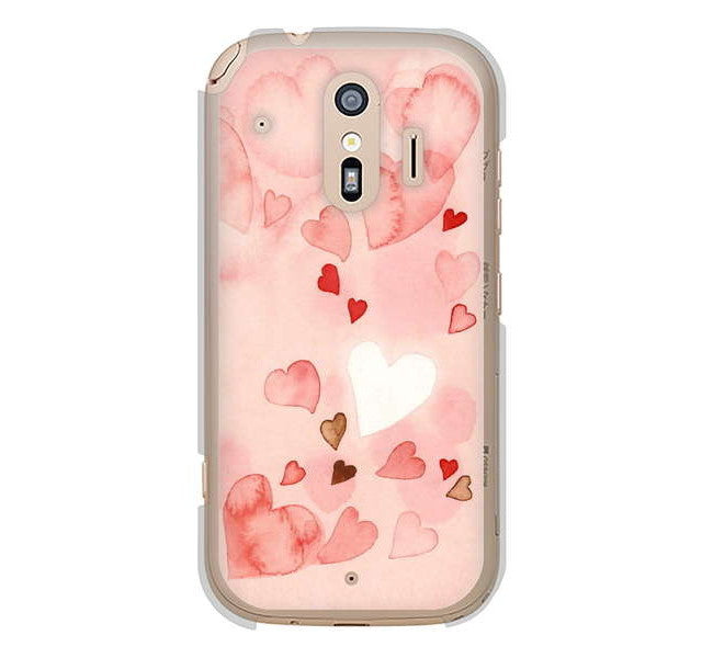 らくらくスマートフォン me F-01L docomo 1125 ハートの和紙 ハードケース 背面印刷