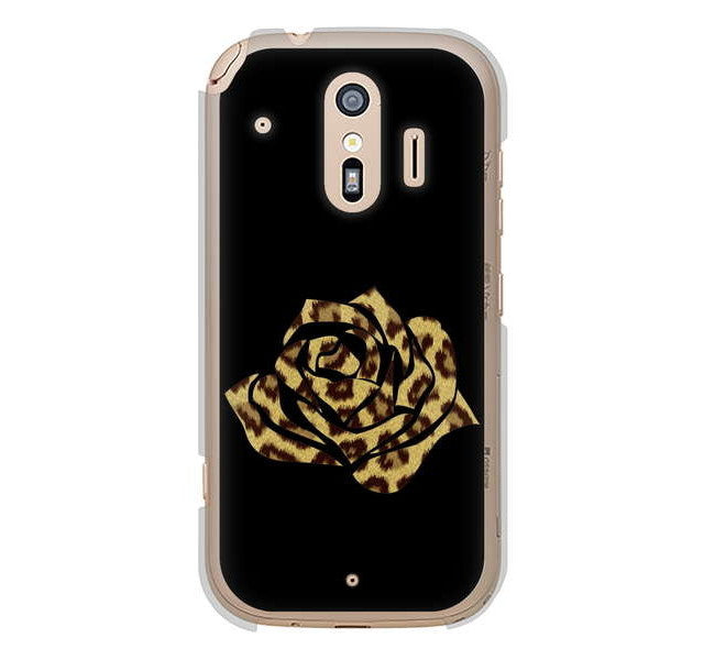 らくらくスマートフォン me F-01L docomo 1184 ヒョウのバラ（茶） ハードケース 背面印刷