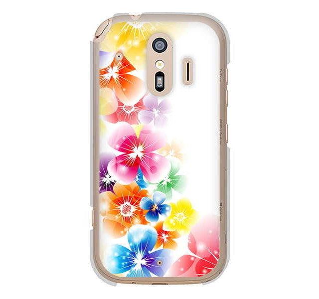 らくらくスマートフォン me F-01L docomo 1209 光と花 ハードケース 背面印刷