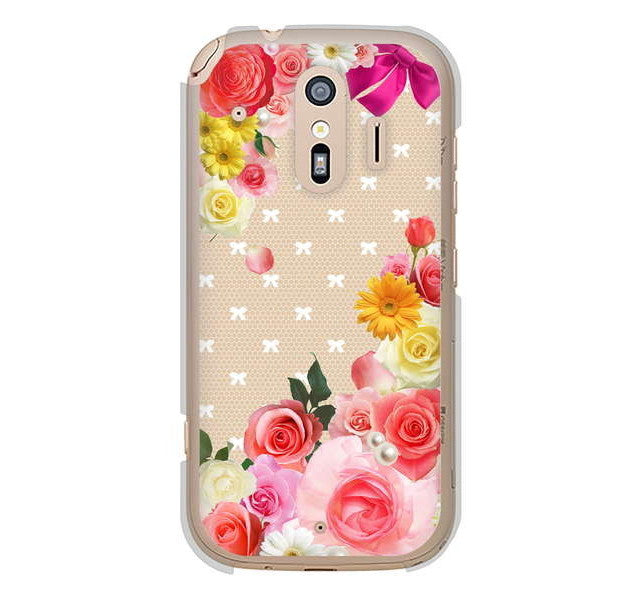 らくらくスマートフォン me F-01L docomo ロマンチックなバラ ハードケース 背面印刷