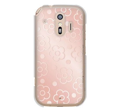 らくらくスマートフォン me F-01L docomo エンボス風デイジーシンプル ハードケース 背面印刷