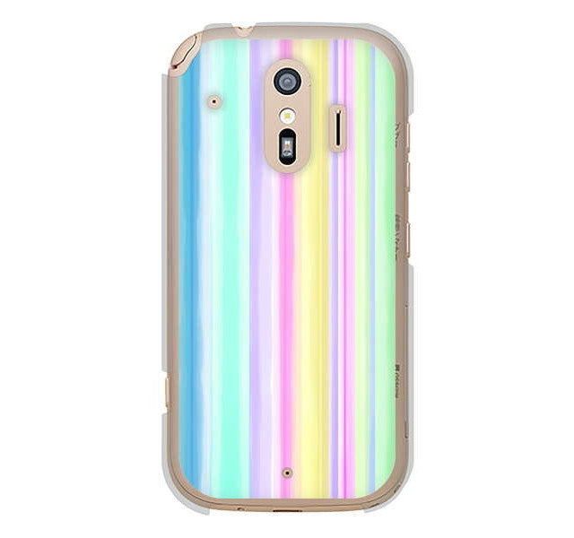 らくらくスマートフォン me F-01L docomo レインボー ハードケース 背面印刷