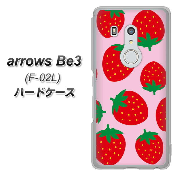 arrows Be3 F-02L docomo SC820 大きいイチゴ模様レッドとピンク ハードケース 背面印刷