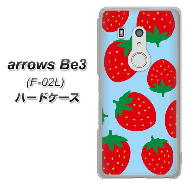 arrows Be3 F-02L docomo SC821 大きいイチゴ模様レッドとブルー ハードケース 背面印刷