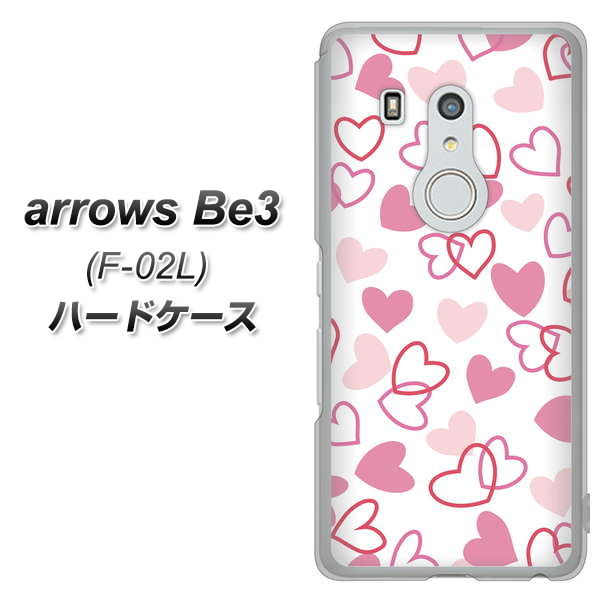 arrows Be3 F-02L docomo VA929 ハートがいっぱい ピンク ハードケース 背面印刷