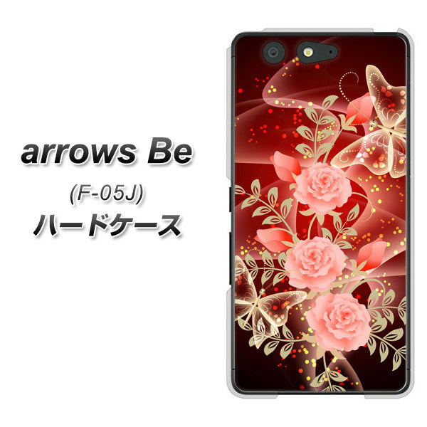 arrows Be F-05J docomo VA824 魅惑の蝶とピンクのバラ ハードケース 背面印刷