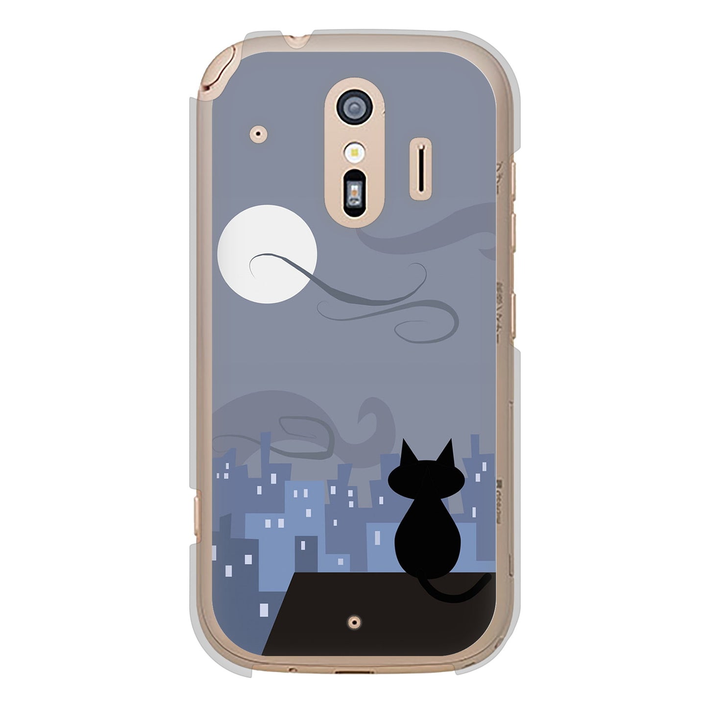 らくらくスマートフォン F-42A docomo 夜とネコ ハードケース 背面印刷