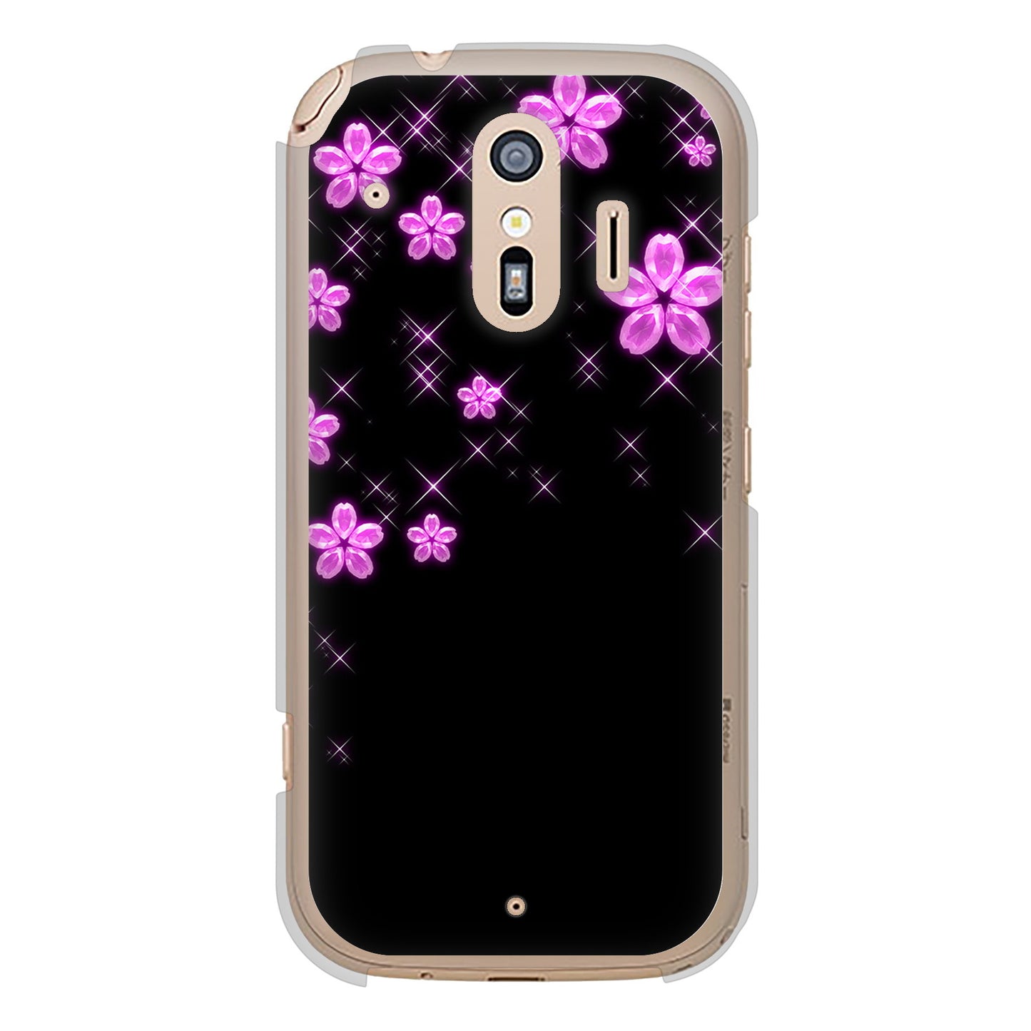 らくらくスマートフォン F-42A docomo 019 桜クリスタル ハードケース 背面印刷