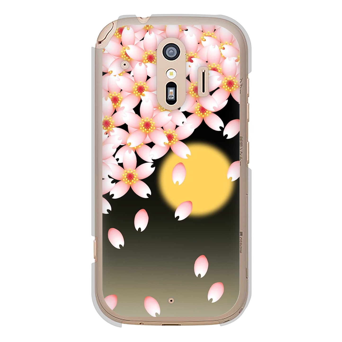 らくらくスマートフォン F-42A docomo 136 満月と夜桜 ハードケース 背面印刷