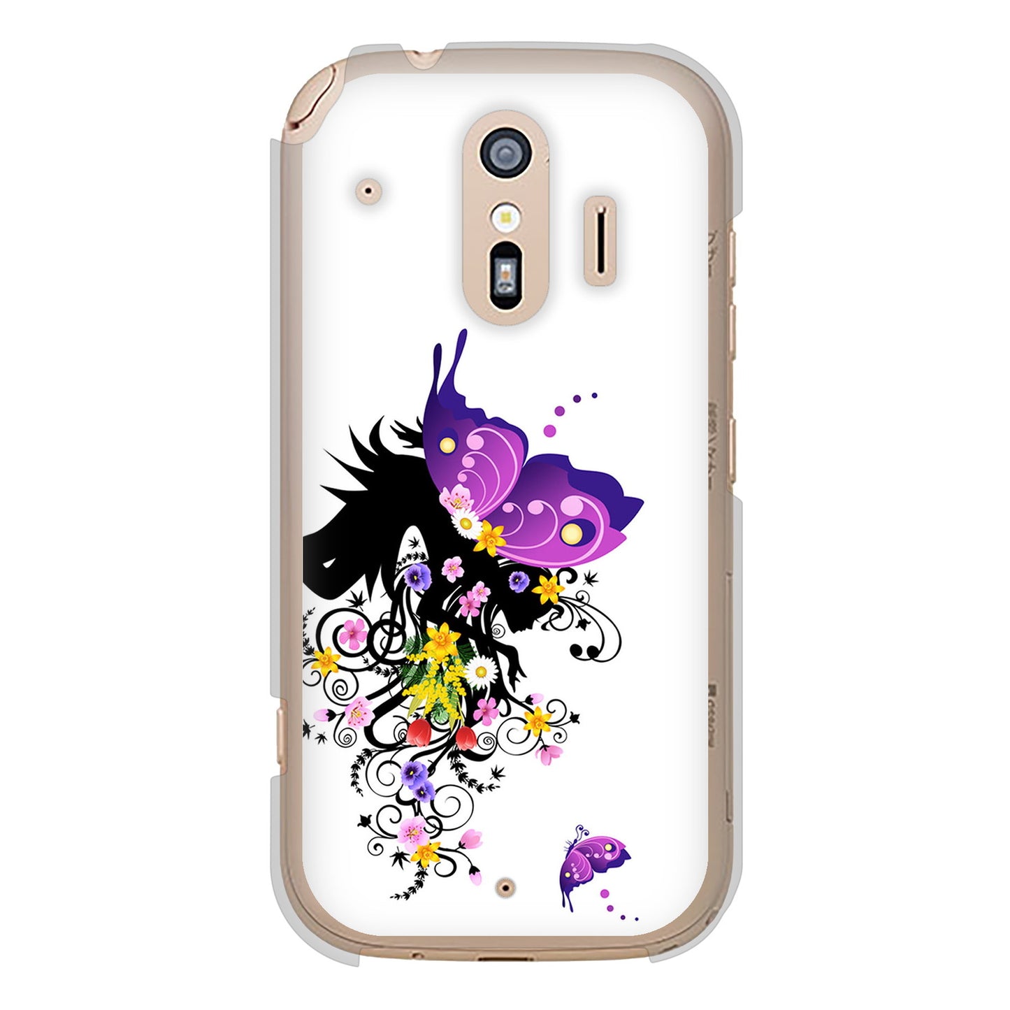 らくらくスマートフォン F-42A docomo バタフライ ハードケース 背面印刷