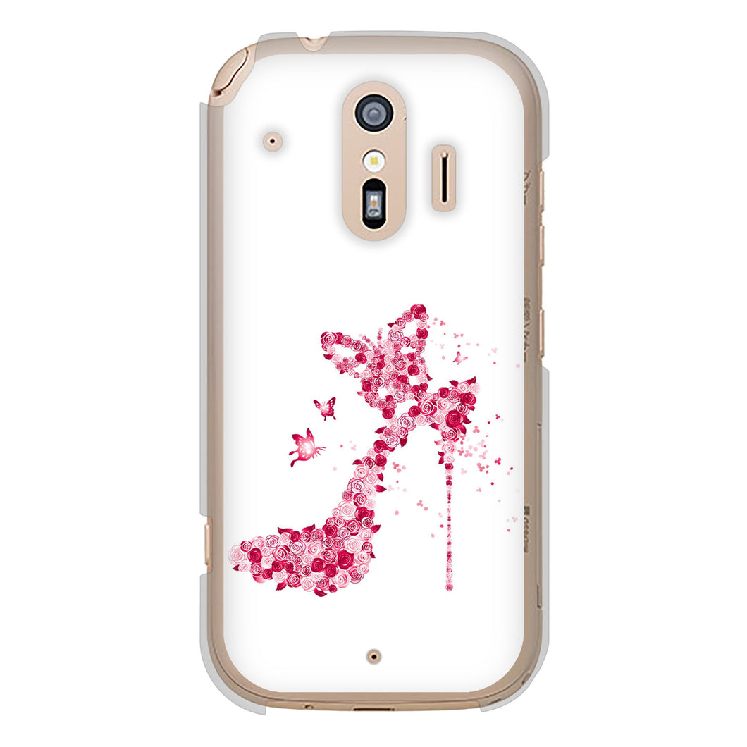 らくらくスマートフォン F-42A docomo 387 薔薇のハイヒール ハードケース 背面印刷