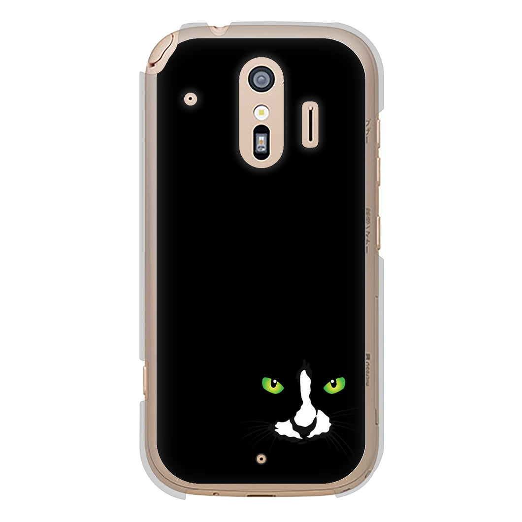 らくらくスマートフォン F-42A docomo 398 黒ネコ ハードケース 背面印刷