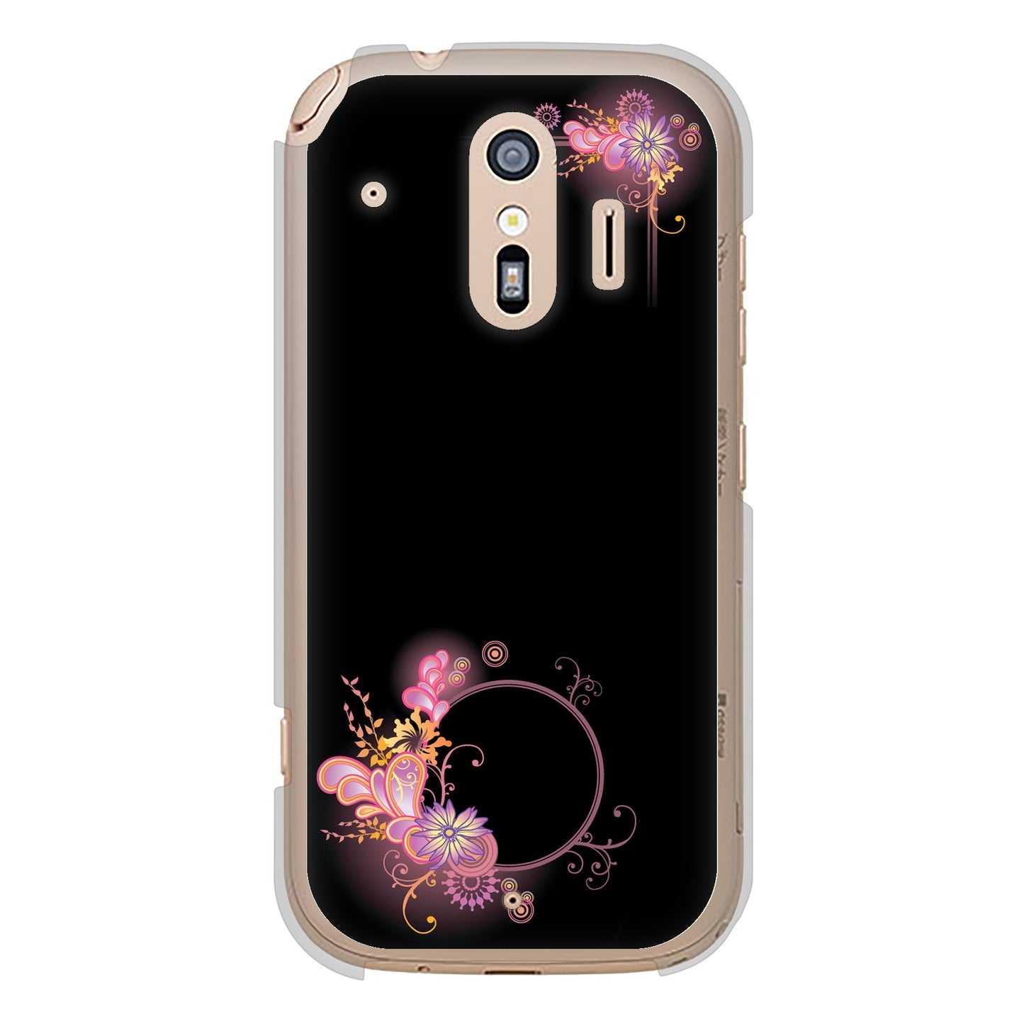 らくらくスマートフォン F-42A docomo 437 華のフレーム ハードケース 背面印刷