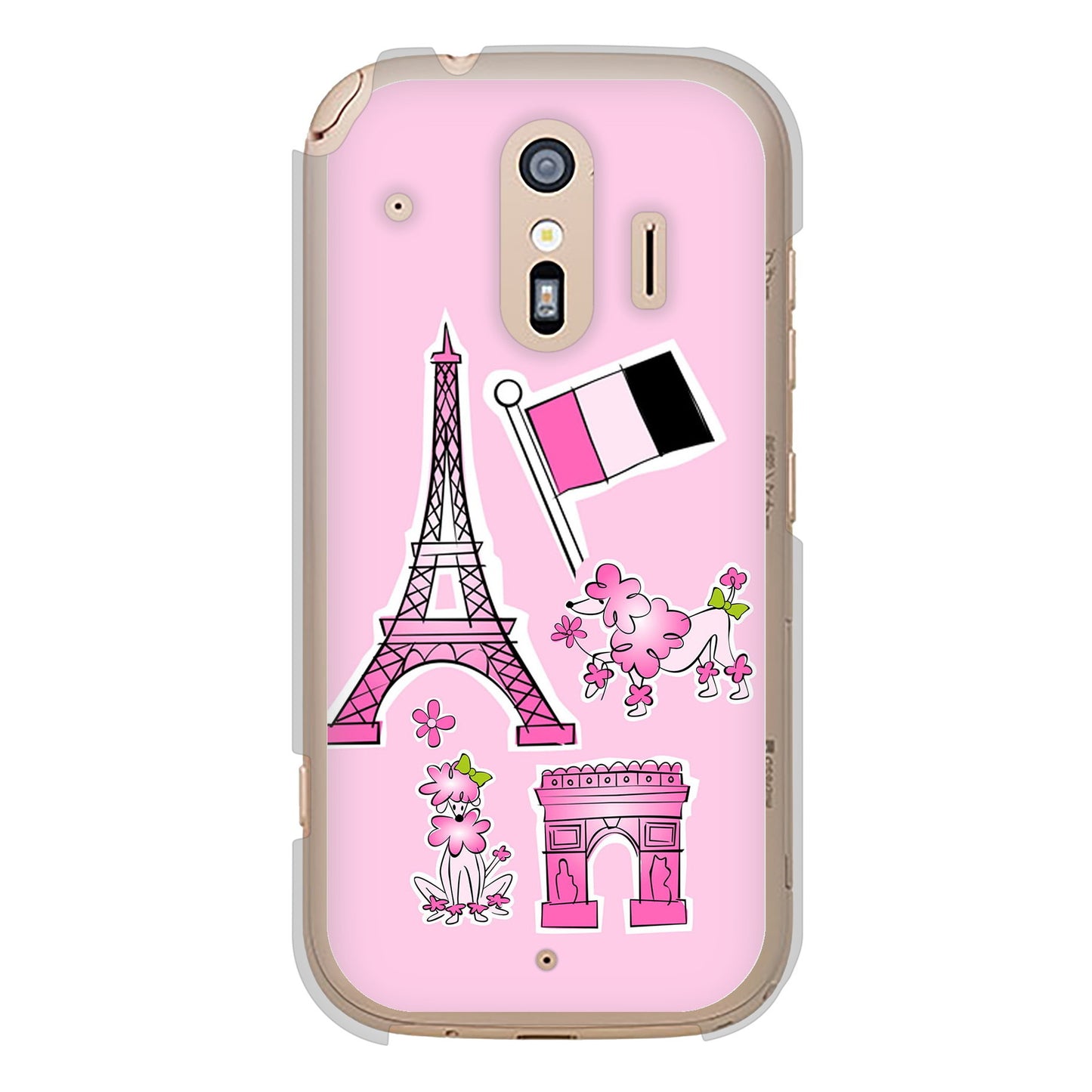 らくらくスマートフォン F-42A docomo LOVE フランス ハードケース 背面印刷