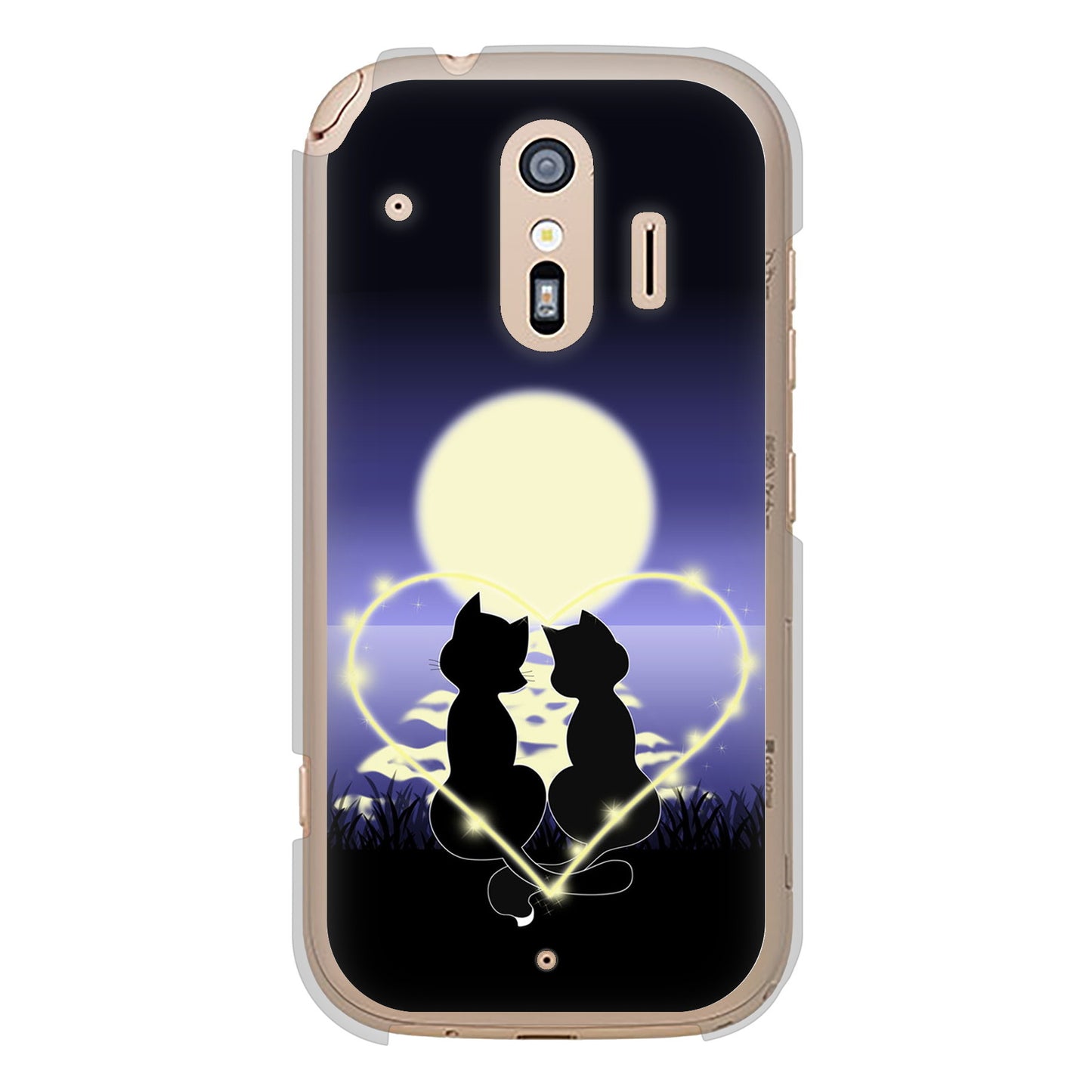 らくらくスマートフォン F-42A docomo 夜とネコ ハードケース 背面印刷