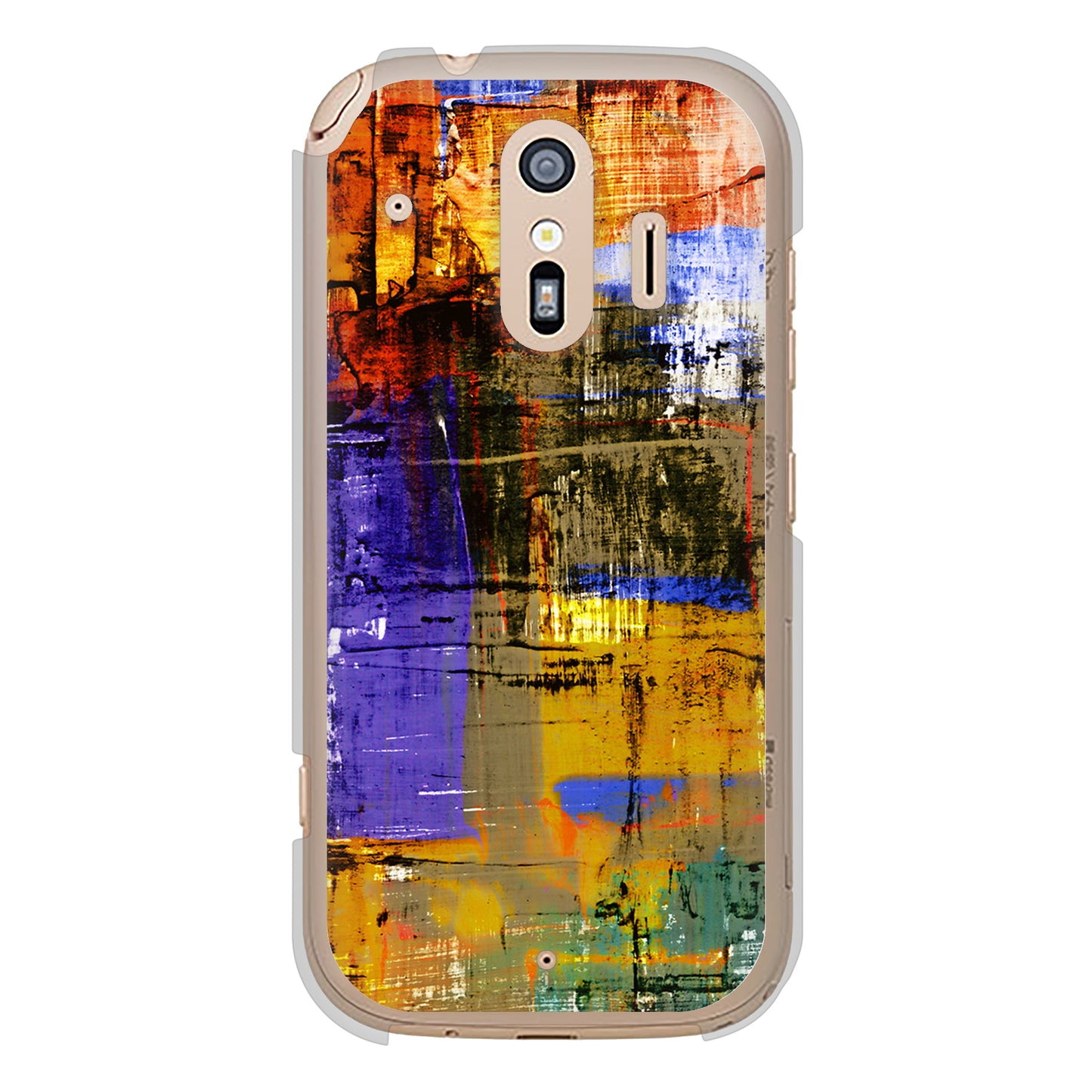 らくらくスマートフォン F-42A docomo 609 クラッシュアートBL ハードケース 背面印刷