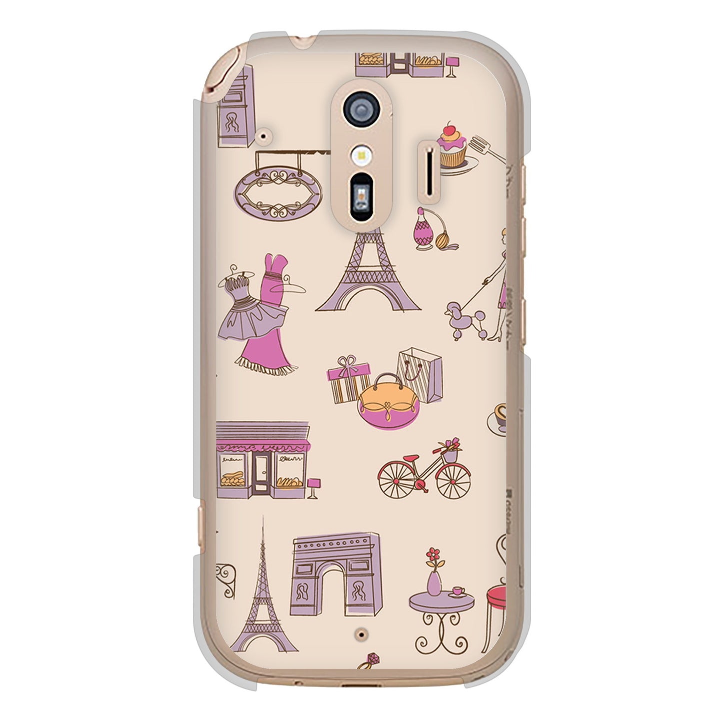 らくらくスマートフォン F-42A docomo LOVE フランス ハードケース 背面印刷