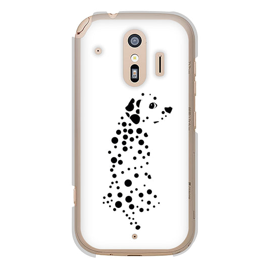 らくらくスマートフォン F-42A docomo 1038 振り向くダルメシアン（WH） ハードケース 背面印刷