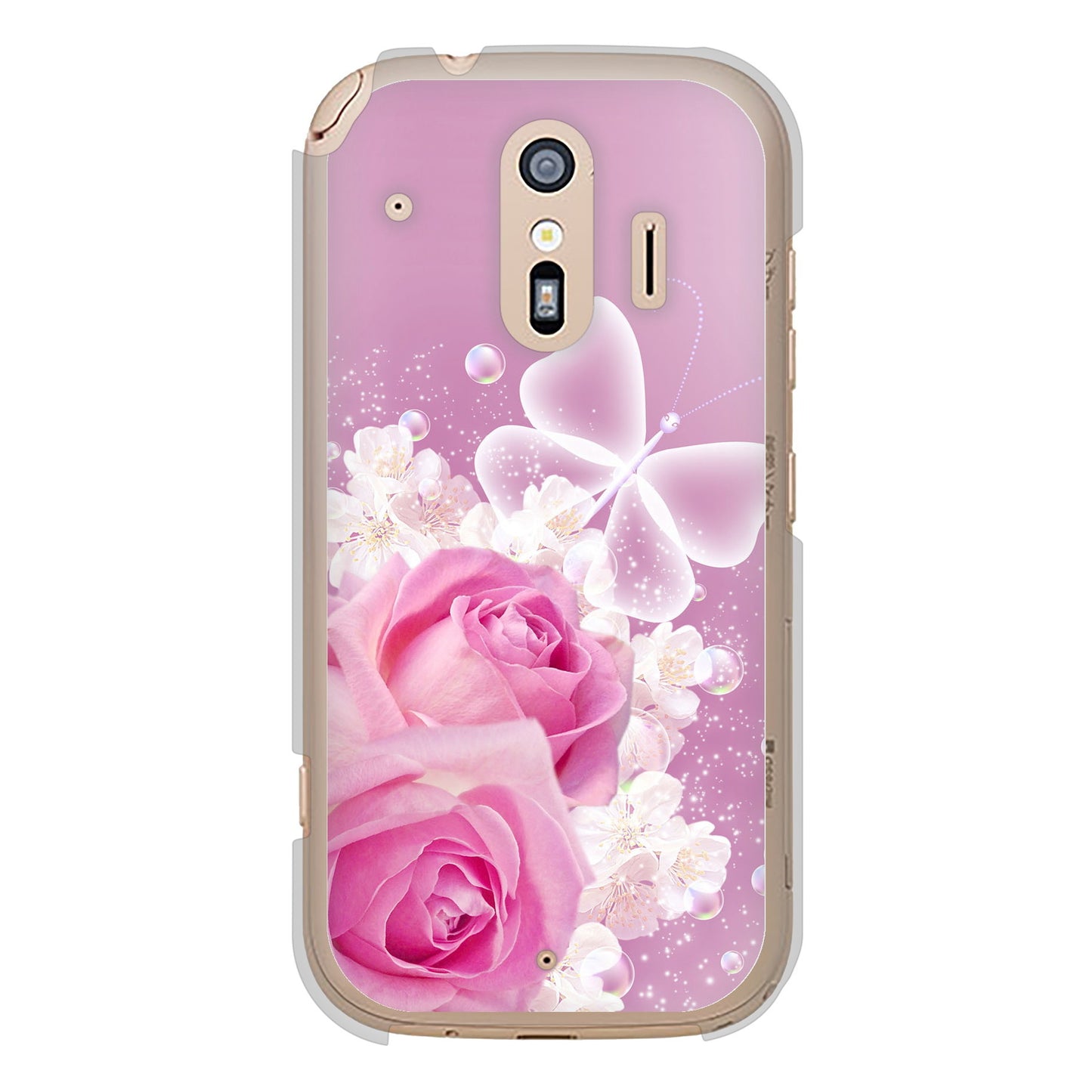 らくらくスマートフォン F-42A docomo ロマンチックなバラ ハードケース 背面印刷