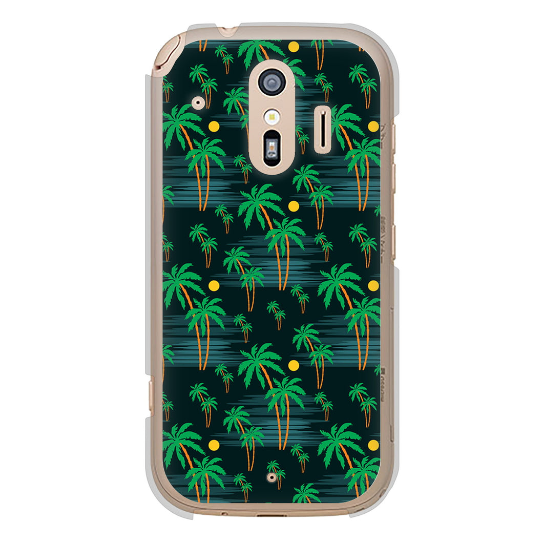 らくらくスマートフォン F-42A docomo 1315 月夜とヤシ ハードケース 背面印刷