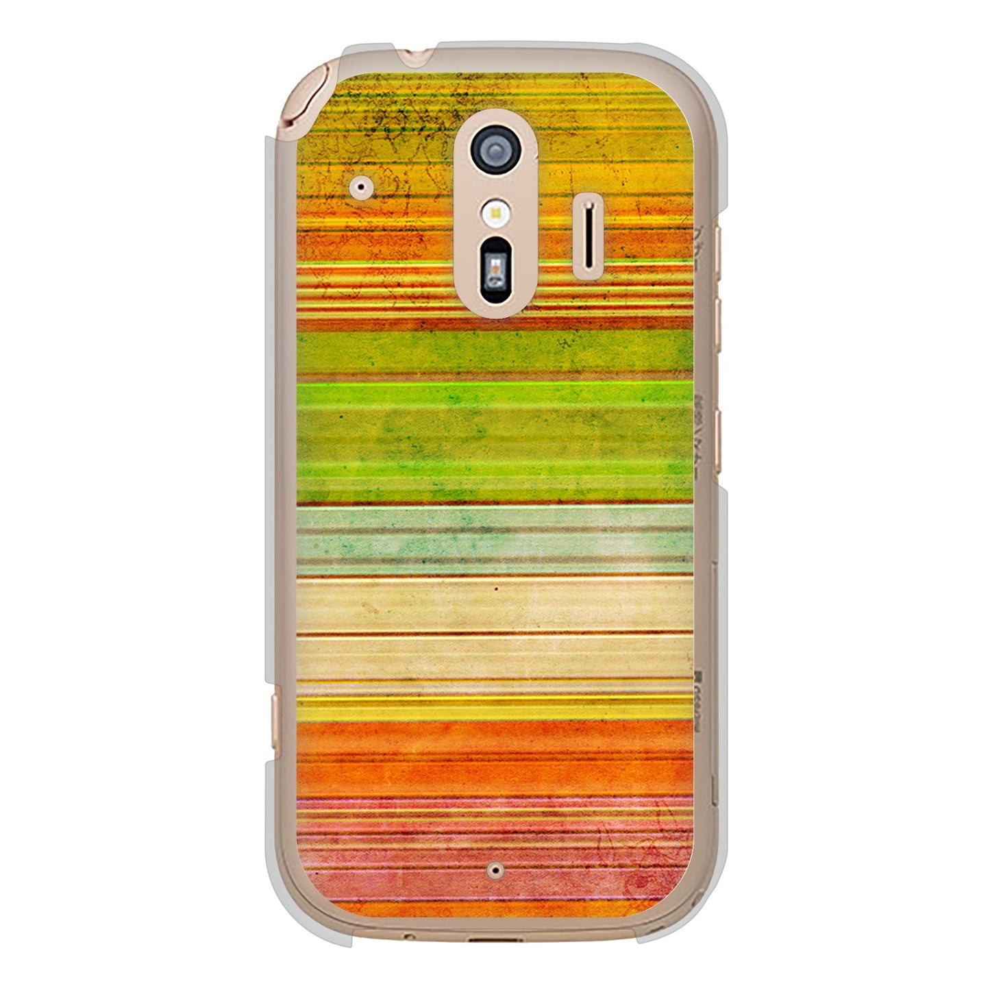 らくらくスマートフォン F-42A docomo 1324 ビンテージボーダー（色彩） ハードケース 背面印刷