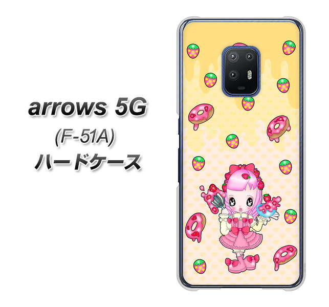 arrows 5G F-51A docomo AG815 ストロベリードーナツ（水玉黄） ハードケース 背面印刷