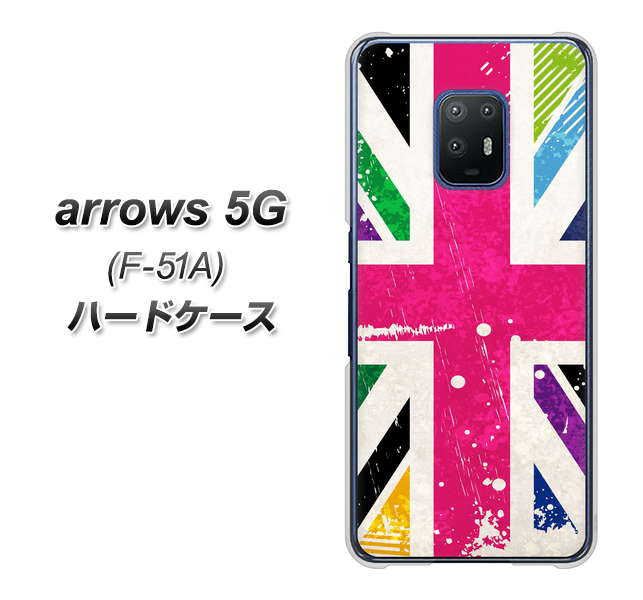 arrows 5G F-51A docomo SC806 ユニオンジャック ピンクビンテージ ハードケース 背面印刷