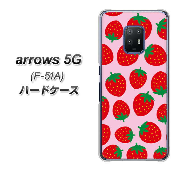 arrows 5G F-51A docomo SC813 小さいイチゴ模様 レッドとピンク ハードケース 背面印刷