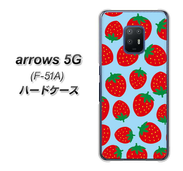 arrows 5G F-51A docomo SC814 小さいイチゴ模様 レッドとブルー ハードケース 背面印刷