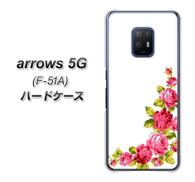 arrows 5G F-51A docomo VA825 バラのフレーム(白) ハードケース 背面印刷