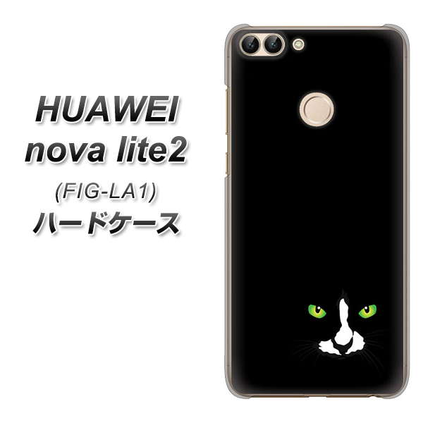 HUAWEI nova lite 2 FIG-LA1 398 黒ネコ ハードケース 背面印刷