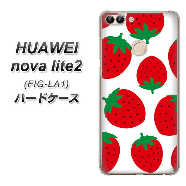 HUAWEI nova lite 2 FIG-LA1 SC818 大きいイチゴ模様レッド ハードケース 背面印刷